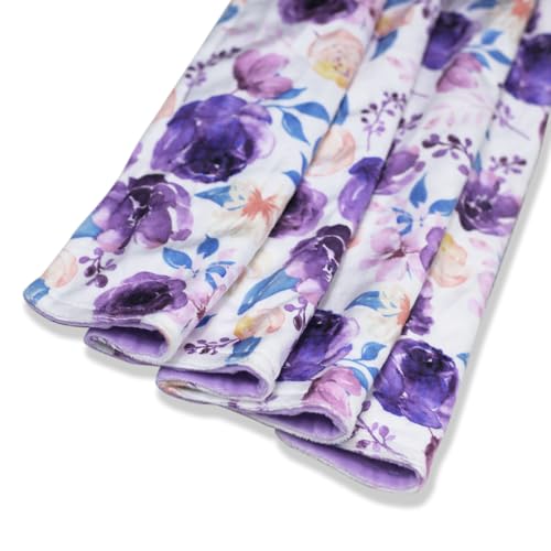 Image of Soft Plush Baby Blankets for Girls with Print Floral Pattern and Soothing Raised Dots, Double Layer Bed Throws for Baby Infant Toddler Nursery Crib,Purple, 30x40 Inches (Purple)