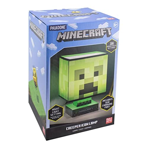 LAMPARA PALADONE ICON WITH CARGADOR USB MINECRAFT CREEPER, green
