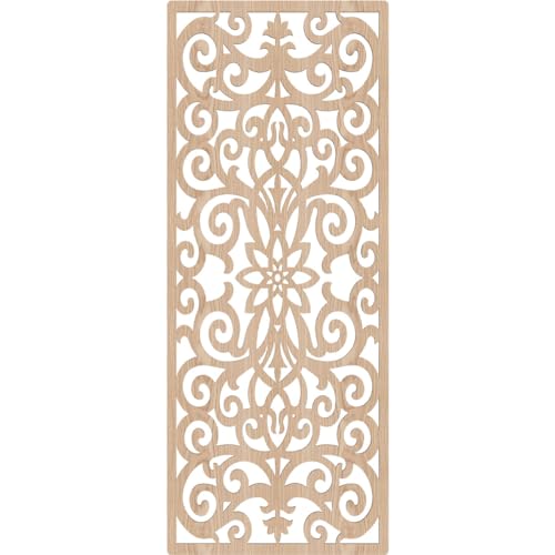Image of Buel Decorative Pierced Fretwork Wood Wall Panels, 19 3 /8 inchW x 49 3 /8 inchH x 1 /4 inchT, Red Oak