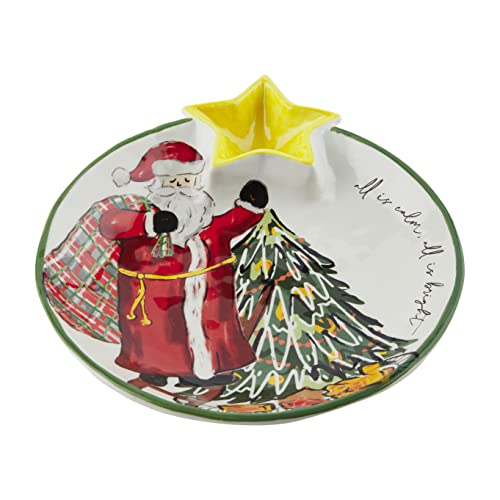 Mud Pie Christmas Chip And Dip Set, Santa and Tree