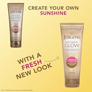 Jergens Natural Glow Self Tanner Body Lotion, Daily Sunless Tanning, Medium to Deep Skin Tone, Daily Moisturizer with Coconut Oil, Vitamin E and Antioxidants, 7.5 Oz, Pack of 2