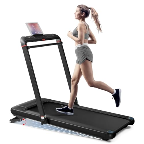 Image of 3 in 1 Auto Incline Foldable Treadmill with 18 inch Wide Running Belt | Under Desk Walking Pad, Included Remote Control & Built-in Speaker, 265 Lbs Capacity, For Home & Office