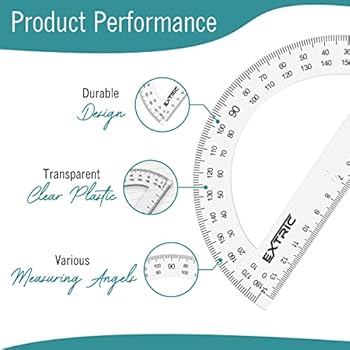 Protractor 2 Count - Protractor for Geometry, 6 Inch Clear Plastic, Protractor for Woodworking, Protractors Classroom Set - 180 Degrees Math ...