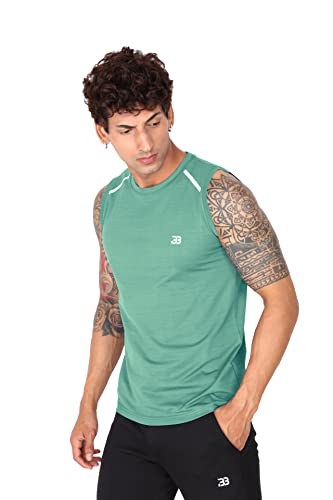 Image of Big Button Mens Dry Fit Stretchable Cut Sleeves Sports Tshirt Tank Top