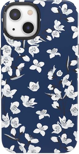 Casely iPhone 13 Case | Floral Forest | Navy Cherry Blossom Floral | Bold Protective Design | Compatible with MagSafe