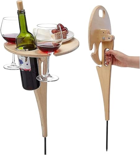 Table à vin pliante extérieure en bois noble pour jardin et terrasse - 2