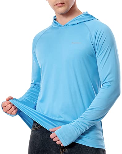 Image of Men's UPF 50+ Sun Protection Hoodie Long Sleeve SPF UV Quick Dry Lightweight Athletic Fishing Shirt with Thumbholes