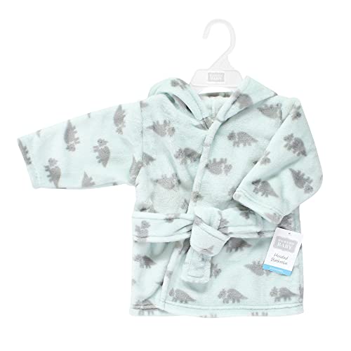 Image of Hudson Baby Unisex Baby Plush Animal Face Bathrobe, Triceratops, 0-9 Months