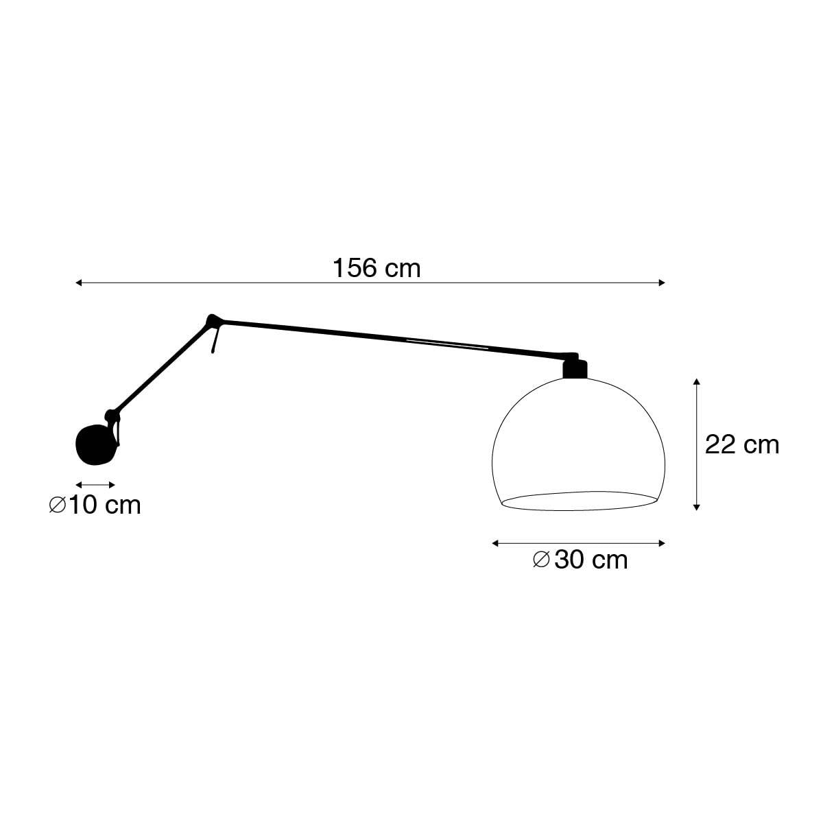 Qazqa Modern Verstellbare Wandleuchte, Wandlampe - Blitz - Schwarz, max. 60W, Geeignet für LED, 156cm, Ideal als Flur, Schlafzimmerlampe, Küche lampe und Wohnzimmerlampe