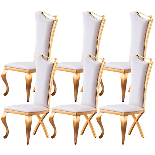 LIKUHLI Silla de Comedor Sillas de Comedor Sillas de Comedor lujosas con Respaldo Alto tapizado Silla de Comedor con Patas de Acero Inoxidable ornamentadas Silla tapizada sin Brazos