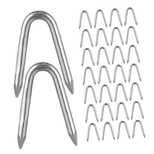 Alipis Lot De 140 Clous De Jardinage En U Agrafes Vis De Fixation Pour Filet De Clôture Clous Pour Clôture Métallique Quincaillerie De Clôture Pinces Pour Fil De Clôture Fer