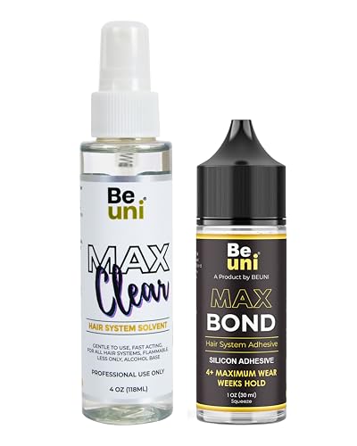 Image of Hair Patch Glue And Wig Adhesive Remover Combo Strong Hold Hair Wig Glue With Easy Removal Solution All Weather Use For Hair Patch And Wigs (Max Bond & Max Clear)