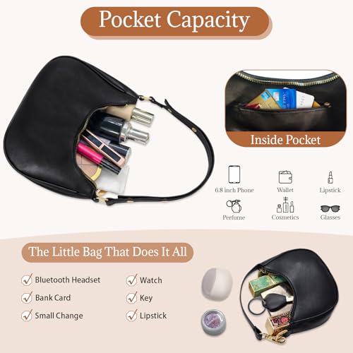 AUDTOPE Shoulder Bags for Women, Crescent Moon Handbag Cute Hobo Bag Faux Leather Mini Clutch Purse with Zipper Closure4