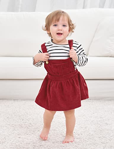 Toddler Baby Girl Clothes Overall Outfits Infant Long Sleeve Stripe Top Braces Skirt For Girls Fall Winter Girl's Clothes Set #TOP2