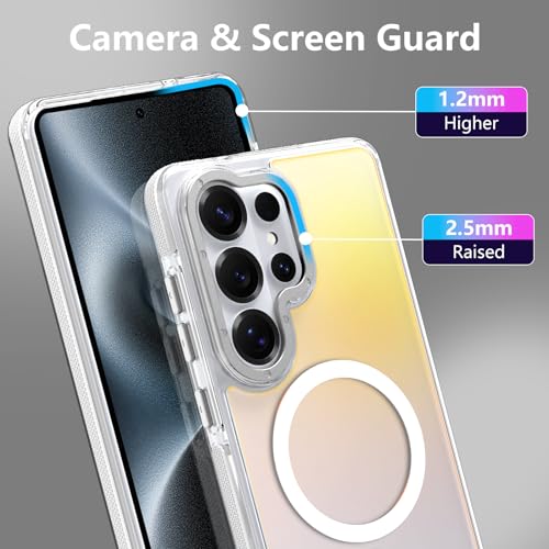 Image of Magnetic Case for Samsung Galaxy S26 Ultra [Compatible with Magsafe] [Cute Fashion Fluorescent Design] [1 Screen Protector] Slim Translucent Matte Case for Galaxy S26 Ultra 6.9 inch, White