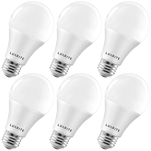 Image of LUXRITE A19 LED Light Bulbs 100 Watt Equivalent Dimmable, 4000K Cool White, 1600 Lumens, Enclosed Fixture Rated, Standard LED Bulbs 15W, Energy Star, E26 Medium Base - Indoor and Outdoor (6 Pack)