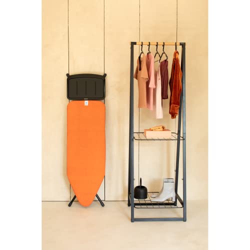 Image of Brabantia Size C Ironing Board (49x18 in) 7 Height Options, Solid Steam Unit Holder (Happy Glow Orange /Black) Non-Slip Feet, Anti-Collapse Child Locks