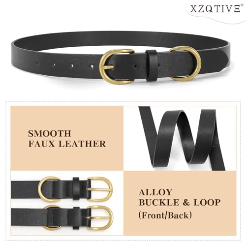 XZQTIVE Black Leather Belts for Women Brown Women's Belts for Jeans Pants Dress Ladies Waist Belts with Gold Buckle4