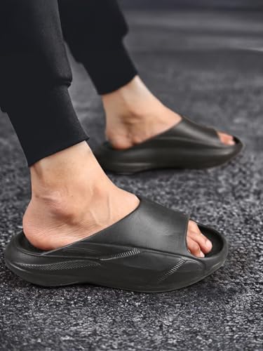 Image of AROOM Men's Classic Ultra Soft Sliders /Slippers with Cushion FootBed for Adult | Comfortable & Light Weight | Stylish & | Waterproof & Everyday Flip Flops for Gents /Boys