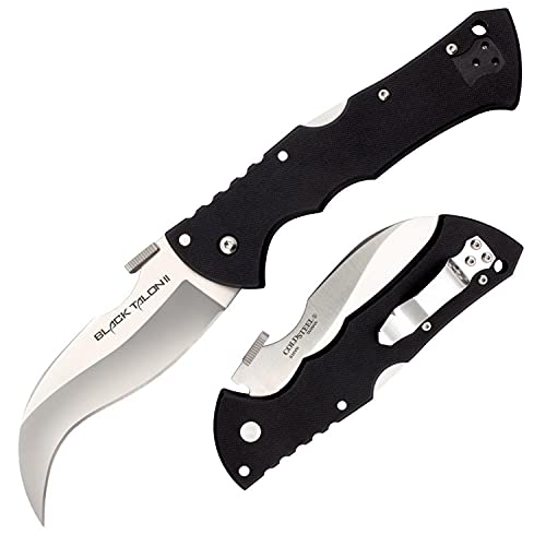 Cold Steel Black Talon II Folding Knife with Tri-Ad Lock and Pocket Clip, Plain Edge (22B)