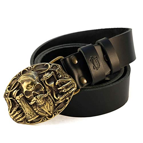 Leather belt with Beer belt buckle, Handmade beer fans gift Beer and Skull solid brass belt buckle on leather belt2