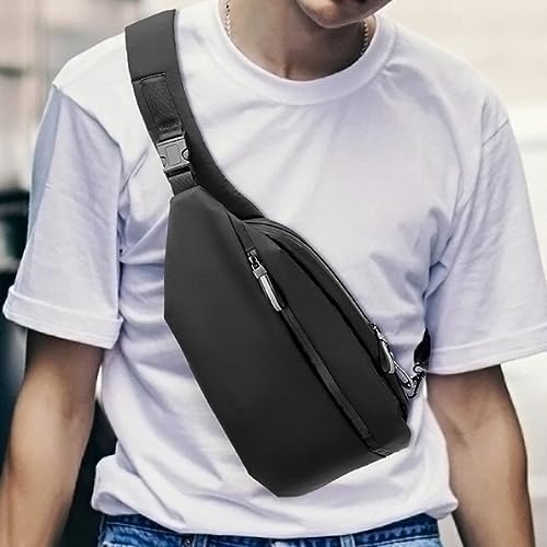 DONGKER Sport Sling Crossbody Bag,Waterdichte Borst Dagrugzakken Schoudertas voor Mannen Reizen Wandelen Sport, Zwart