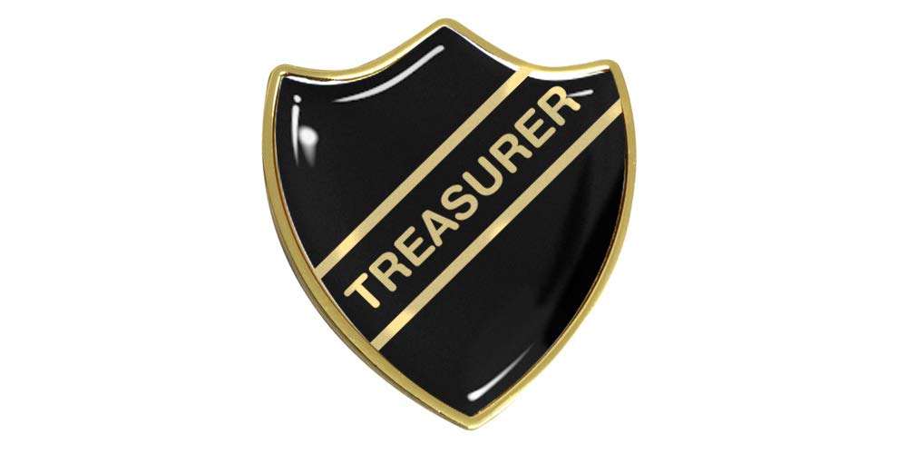 Capricornone Treasurer Gel Domed School Shield Badge - Black