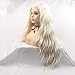 Xiweiya 60# Cosplay Platinum Blonde Lace Wigs 13x3 Lace Long Curly Lace Front Wigs Synthetic High Density Wigs Blonde White Wig Long Middle Part for Women Drag Queen Cosplay 26 inches Wigs