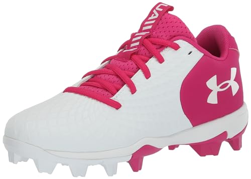 Under Armour - Under Armour Unisex-Child Glyde 2.0 Rm Jr Softball Shoe, (101) White/Rebel Pink/White, 6 Big Kid