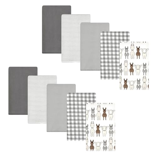 Image of Hudson Baby Unisex Baby Cotton Poly Flannel Burp Cloths, Farm Friends Cream 10-Pack, One Size