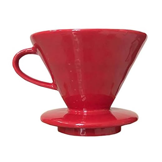 Kajava Mama Pour Over Coffee Dripper - Ceramic Slow Brewing Accessories for Home, Cafe, Restaurants - Easy Manual Brew Maker Gift - Strong Flavor Brewer - V01 Paper Cone Filters - Red, 1 Cup