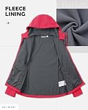 33,000ft Damen Fleece Gefütterte Softshelljacke Wasserdichte Funktionsjacke Fahhradjacke mit Kapuze Winddichte Übergangsjacke Windbreaker zum Radfahren, Wandern Rosa 38