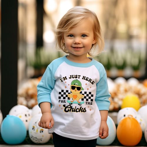Image of Boys Easter Shirt Toddler Easter Egg Hunt Chick Graphic Tees Raglan Easter Clothes Outfit for Children 2-7 Years