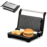 Sandwichera Eléctrica para Paninis,Parrilla Antiadherente con Giro de 180°, Escurridor de Aceite y Luz...