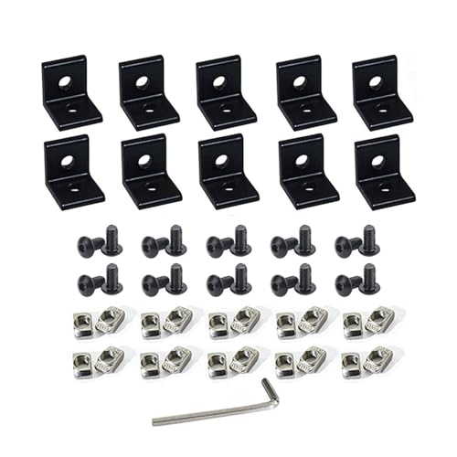 Équerres d'angle aluminium robustes pour profilé 2020 noir | Finition extrusion premium
