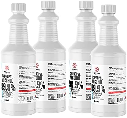 Isopropyl Alcohol 99.9% - ACS Reagent Grade - 1 Gallon - (4) 32 FL Oz Bottles - High Purity Lab Grade Rubbing Alcohol - Made in America - Alliance Chemical
