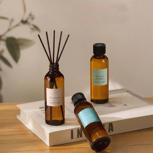 Image of Reed Diffuser Refill Set, 10.2oz Scented Oil Refill 3 Pack, Clean Linen, Ocean Mist, Eucalyptus & Moss, Long Lasting Oil Diffuser Refill with 18 Sticks for Bathroom & Bedroom