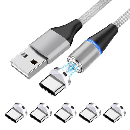 Câble Charge Magnétique USB C 1M, Chargeur Magnétique avec 5 Adaptateurs, Cable charge Magnetique et Données pour Samsung Galaxy S22 S21 S20 Huawei Charge...