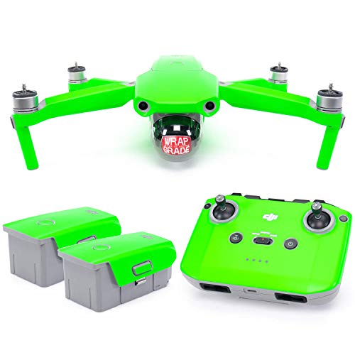 Best Quality 🔥 Wrapgrade Skin Set of Main Unit + Remote Controller + 2 Batteries Compatible with DJI Mavic Air 2 (Neon Green)