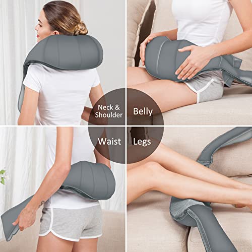 Snailax Cordless Neck Massager, Shiatsu Back Shoulder Massager with Heat, Portable Rechargeable Massagers for Neck and Back Pain Relief, Electric Massager Pillow, Gift for Women,Men(Grey) - Thumbnail 3
