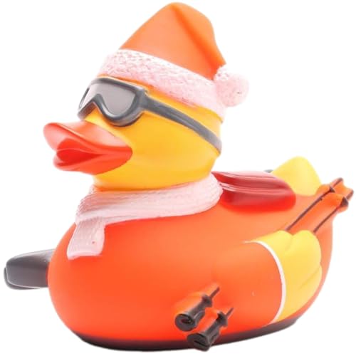 Canard de Bain Duckshop Skieur - Blanc I Canard de Bain pour Sports d'hiver I L : 8,5 cm I Cadeau pour l'après-Ski I Cadeau pour skieurs