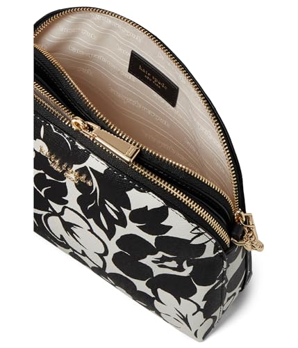 Kate Spade New York Morgan Tropical Foliage Printed PVC Double Zip Dome Crossbody, Black Multi3