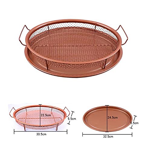 WFHTU-Mesh-Baking-Tray-Non-Stick-Round-Baking-Pan-Chips-Crisping-Basket-Microwave-Oven-Copper-Baking-Tray-BBQ-Tray-Baking-Tool
