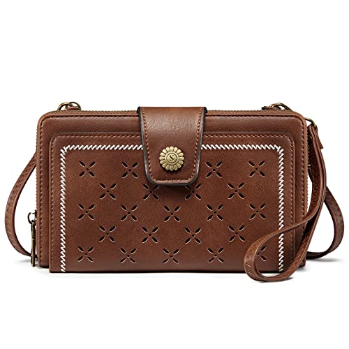 Image of S-ZONE Crossbody Cell Phone Purse Wristlet Wallets for Women RFID Blocking Phone Wallet with 2 Straps