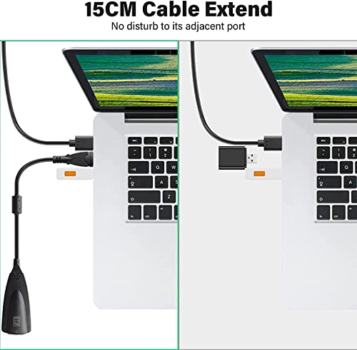 Image of 5HV2 USB External Sound Card Audio Adapter | Meshiv Virtual 7.1 Channel Surround Sound | USB to 3.5mm Audio Jack Converter | Compatible with PC, Laptop, Windows, Mac | Plug & Play