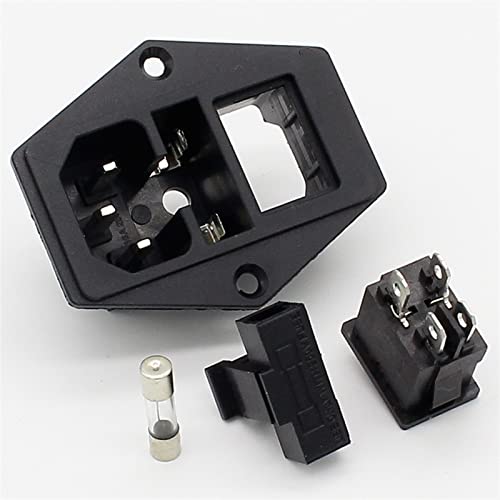 Toma de corriente AC con interruptor basculante y conector portafusibles de 3 pines 6