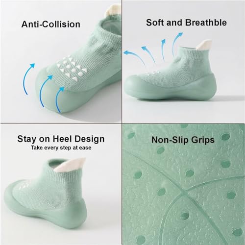 Image of Hstyle Baby Sock Shoes Toddler Boys Walking Shoes Infant Slippers Sneakers | Non-Slip,Soft Rubber Sole,Lightweight,1st Birthday Gifts for Baby Boys Girls