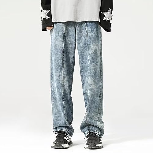 Mens Y2K Jeans Baggy Star Graphic Straight Leg Casual Denim Pants with Pockets Fashion Hip Hop Streetwear3