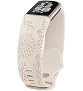 TOYOUTHS Löwenzahn Floral Gravierte Armband Kompatibel mit Fitbit Charge 6/Charge 5 Armband Damen...