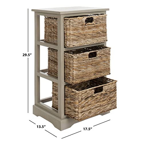 Safavieh American Homes Collection Halle Distressed Black 3 Wicker Basket Storage Side Table #TOP1